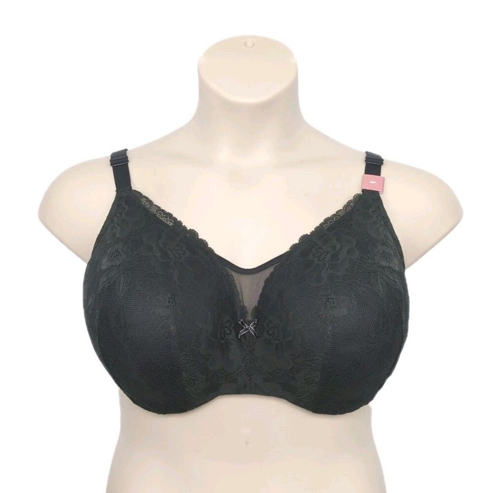 Lane Bryant Cacique Women Bra Full Coverage Lightly Lined 38F Black Lace